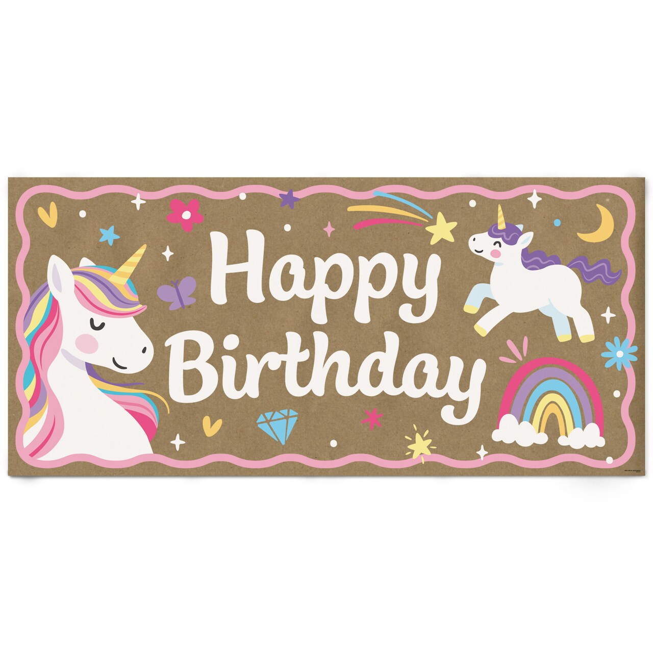 Big Dot of Happiness Unicorn Birthday Kraft Paper Banner, Magical Rainbow Unicorn Happy Birthday, Printed Brown Paper Party Sign Decoration – 1 Count